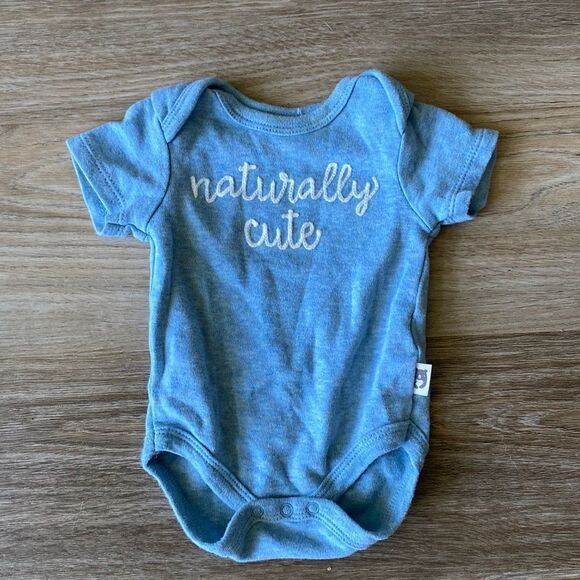 RABBIT + BEAR BABY 100% ORGANIC COTTON ON PIECE BODYSUIT BLUE KIDS 0-3 MONTHS - Picture 1 of 4